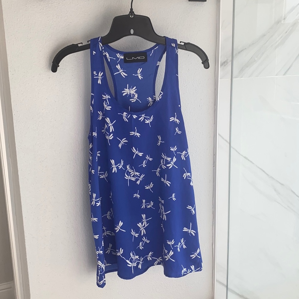 Women’s Blue Tank Top with Dragonfly design